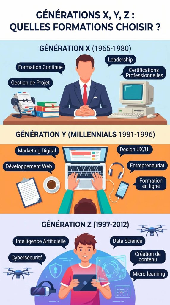 Generation x y z : quelles formations choisir selon chaque génération